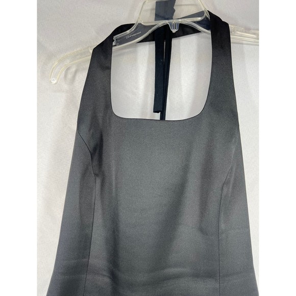 Cache Sz 10 Black Satin Halter & Mini Dress Slit Club Evening Comfy - Picture 3 of 6